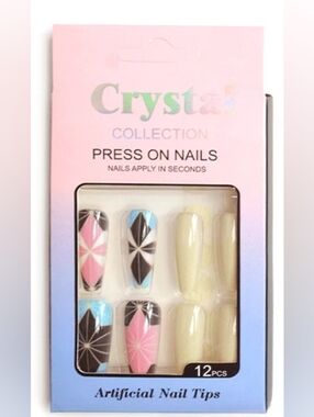 12 Piece Mixed Design Coffin Press-On Nails